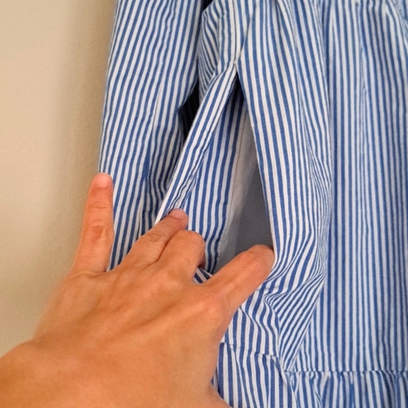 J. Crew Factory Stripe Stretch Cotton Poplin Tiered Dress size L - Picture 5 of 12